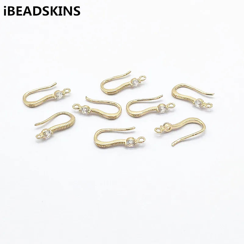 100pcs Copper/Cubic Zirconia Ear Hook for Earrings