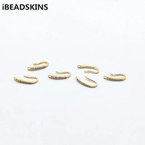 CZ Gold-Plated Ear Hooks for Earrings DIY, 17x7mm, 50pcs