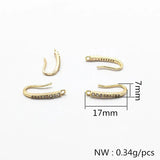 CZ Gold-Plated Ear Hooks for Earrings DIY, 17x7mm, 50pcs