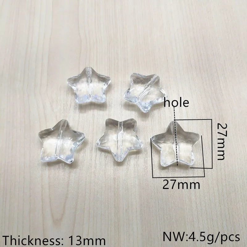 18/27mm Clear Acrylic Star Shape Beads Jewelry Findings