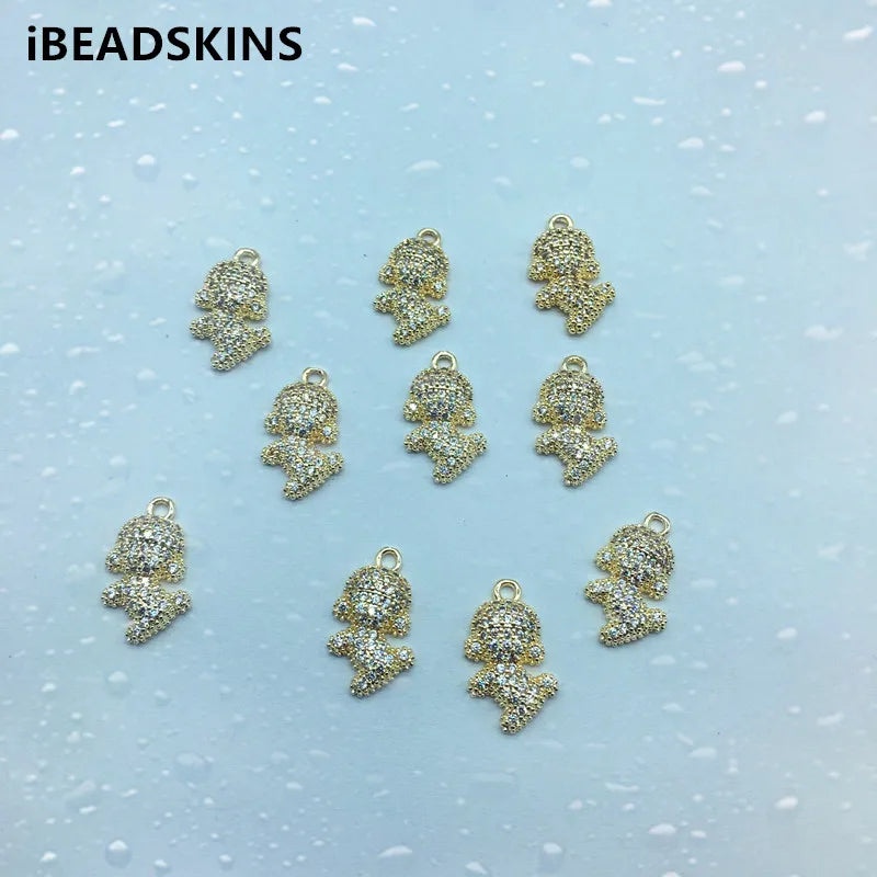 Copper/CZ Dog Charm for Jewelry Making - 30pcs