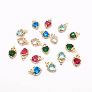 Heart Shape Crystal Charm for Earrings DIY Jewelry Findings 50pcs