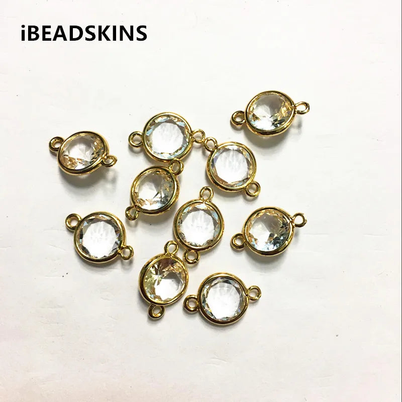 Copper Glass Round-Shape Connector for Jewelry DIY 50pcs/lot