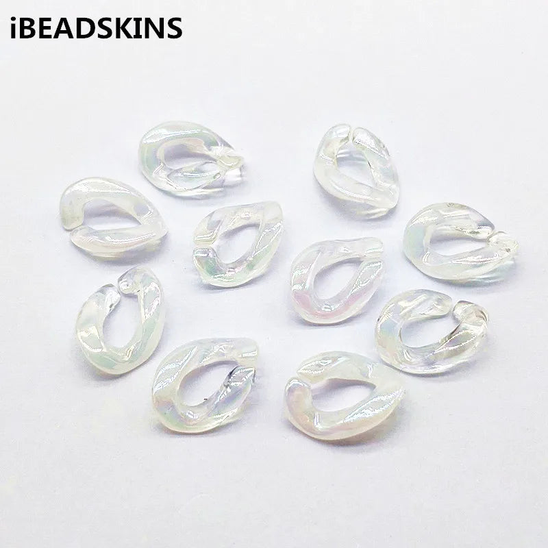 200pcs Clear Double Aurora Chain Beads for Earrings DIY