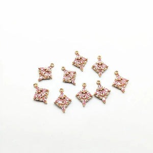 Copper/CZ Square Charm for Earrings DIY - 50pcs