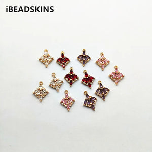 Copper/CZ Square Charm for Earrings DIY - 50pcs