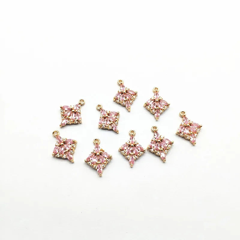 Copper/CZ Square Charm for Earrings DIY - 50pcs