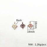 Copper CZ Square Earrings Charm 50pcs 18x14mm DIY Jewelry