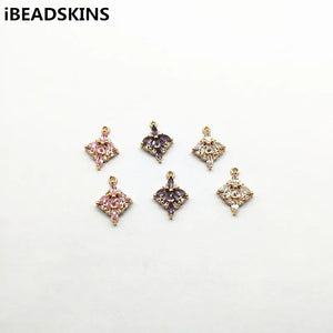 Copper CZ Square Earrings Charm 50pcs 18x14mm DIY Jewelry