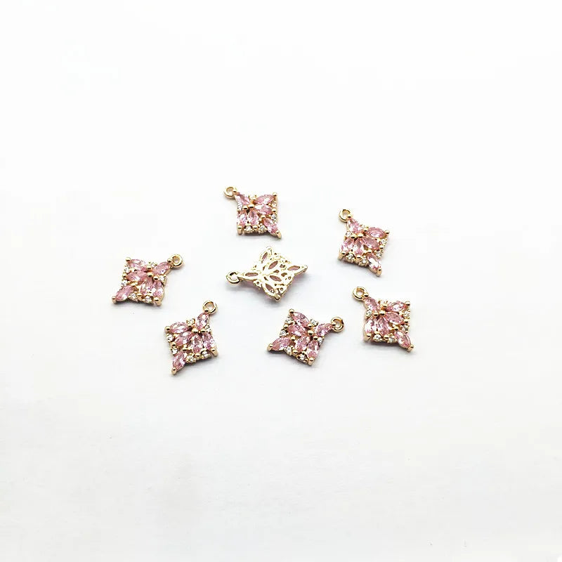Copper CZ Square Earrings Charm 50pcs 18x14mm DIY Jewelry