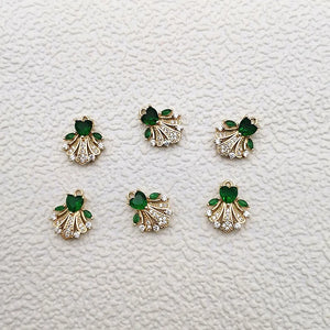50pcs Crystal/Cubic Zirconia Feather Earring Charm Jewelry Findings
