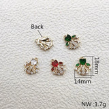 50pcs Crystal/Cubic Zirconia Feather Earring Charm Jewelry Findings