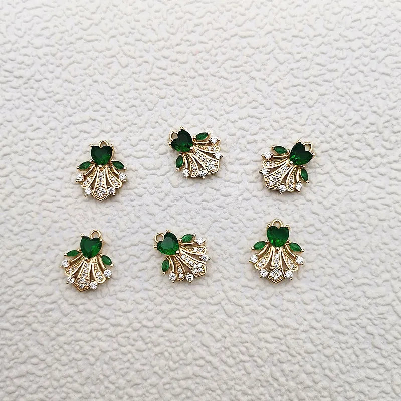 50pcs Crystal/Cubic Zirconia Feather Earring Charm Jewelry Findings
