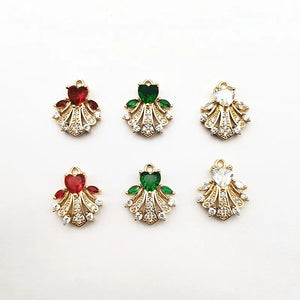 50pcs Crystal/Cubic Zirconia Feather Earring Charm Jewelry Findings