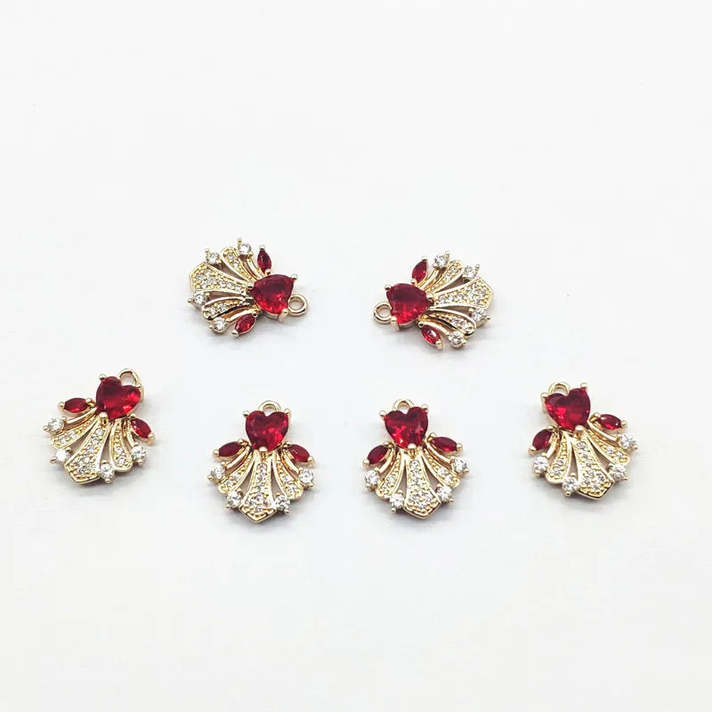CZ Feather Shape Charms 18x14mm 50pcs Earrings DIY Jewelry Findings