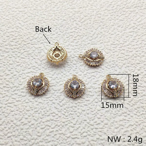 Copper/Cubic Zirconia Oval Shape Earring Charms, 20pcs
