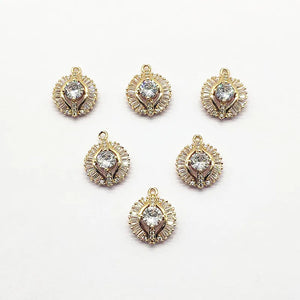 Copper/Cubic Zirconia Oval Shape Earring Charms, 20pcs