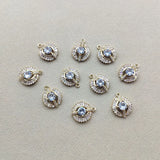 Copper/Cubic Zirconia Oval Shape Earring Charms, 20pcs