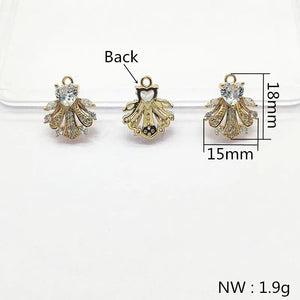 Copper CZ Feather Charm 18x15mm 50pcs