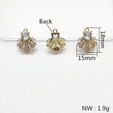 Copper CZ Feather Charm 18x15mm 50pcs