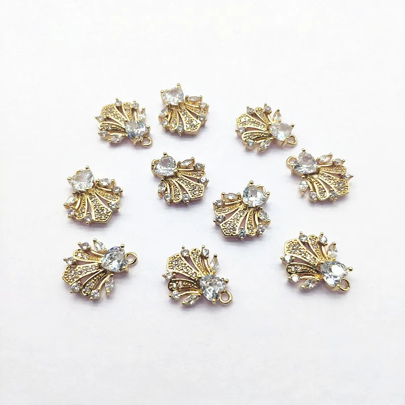 Copper CZ Feather Charm 18x15mm 50pcs