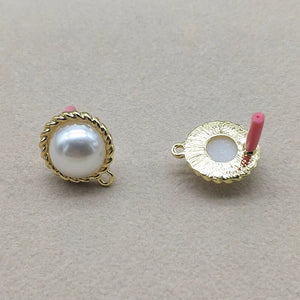 18x15mm Round Pearl Earrings Stud for Jewelry DIY