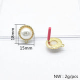 18x15mm Round Pearl Earrings Stud for Jewelry DIY
