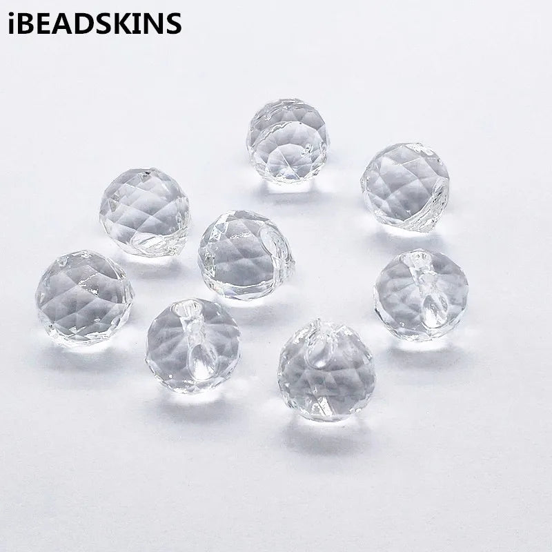 150pcs Clear Acrylic Faceted Ball Beads for Earrings Jewelry Findings