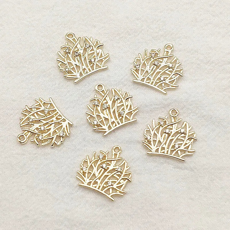 50pcs CZ Flower Charm for DIY Jewelry Making