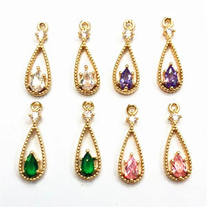 100pcs 18x6mm CZ Drop Shape Charm for Earrings DIY