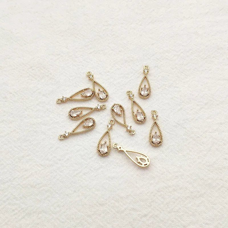 100pcs 18x6mm CZ Drop Shape Charm for Earrings DIY