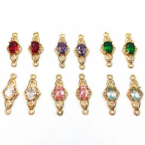 100pcs CZ Oval Charm 18x7mm for Earrings DIY, Jewelry Findings