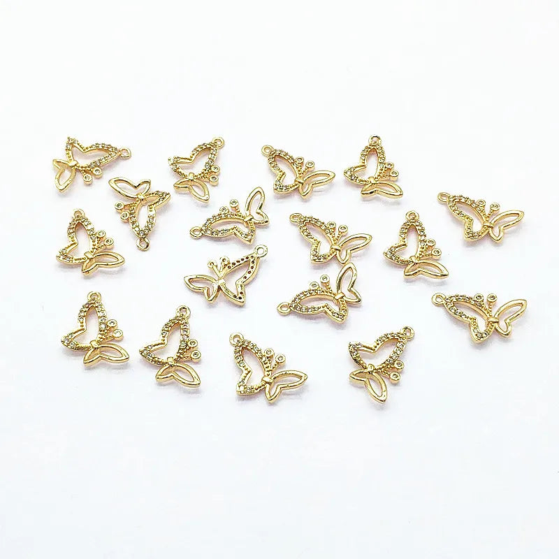Copper/Cubic Zirconia Butterfly Charm 19x14mm 50pcs