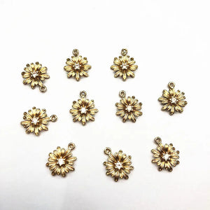 Flower Charm for Earrings DIY, 100pcs Copper/CZ Jewelry Finding