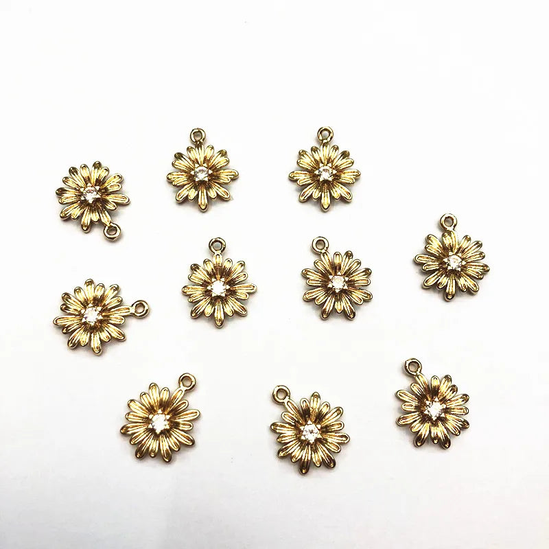 Flower Charm for Earrings DIY, 100pcs Copper/CZ Jewelry Finding