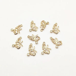 CZ Flower Charm for Earring DIY Jewelry, 50pcs