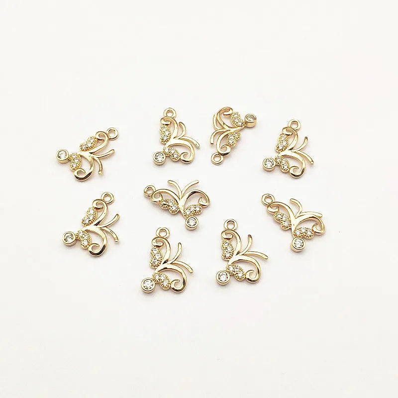 CZ Flower Charm for Earring DIY Jewelry, 50pcs