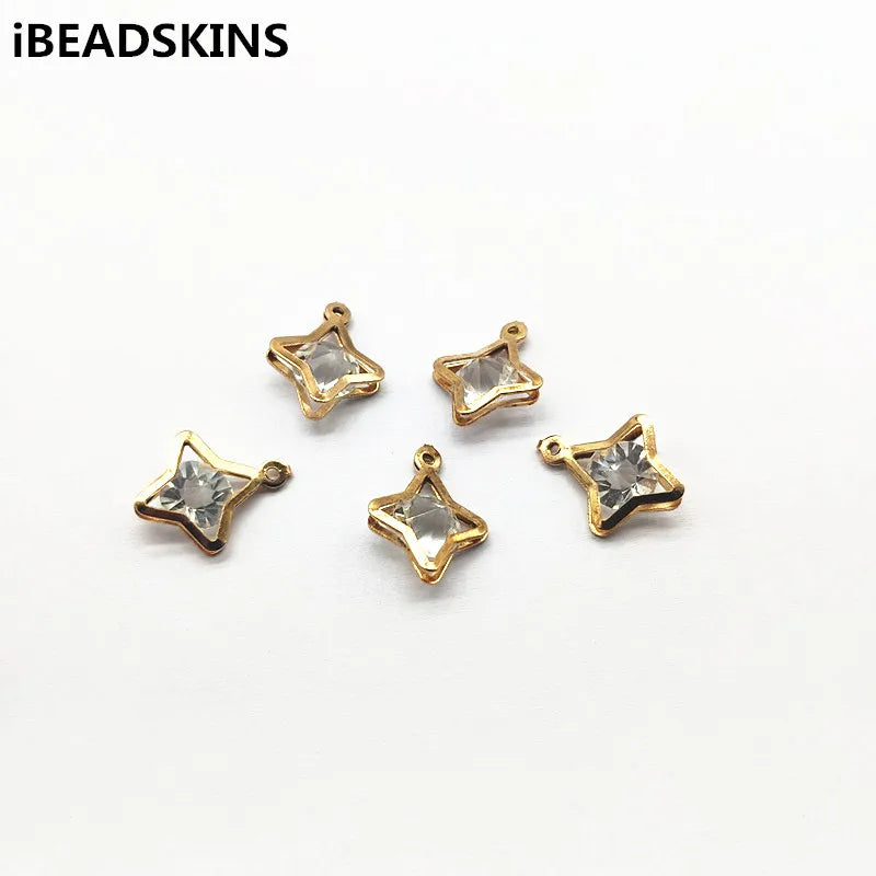 200pcs Rhinestone Star Shape Charm for Earrings Necklace DIY