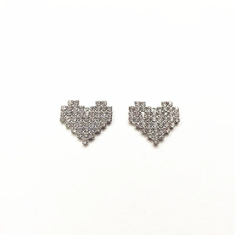 Heart Shape Rhinestone Claw Chain Charm 50pcs