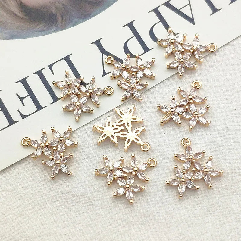 CZ Flower Charm DIY Jewelry Findings 30pcs