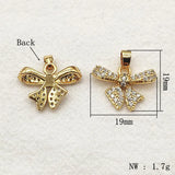 30pcs CZ Bow Charm for Necklace Earring DIY, Jewelry Findings
