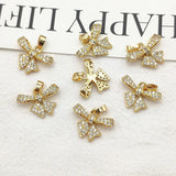 30pcs CZ Bow Charm for Necklace Earring DIY, Jewelry Findings