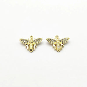 Bee Shape Zinc Alloy/Rhinestone  Earrings 50pcs