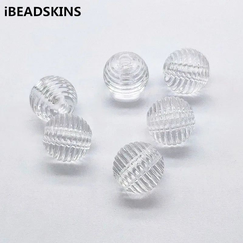 20mm 110pcs Clear Striped Ball Beads for Earrings