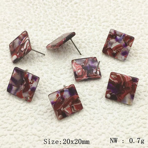 20mm Acrylic Square Ear Studs for Earrings Making/DIY - 50pcs
