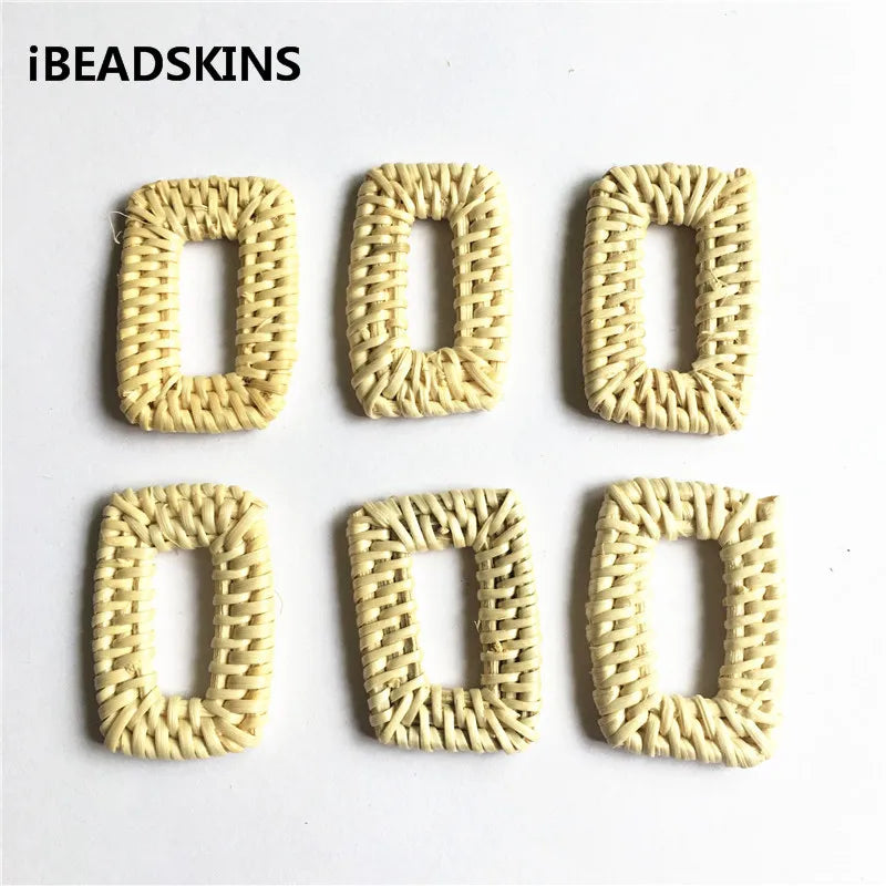 20pcs Rattan Rectangle Charm Beads for Jewelry DIY