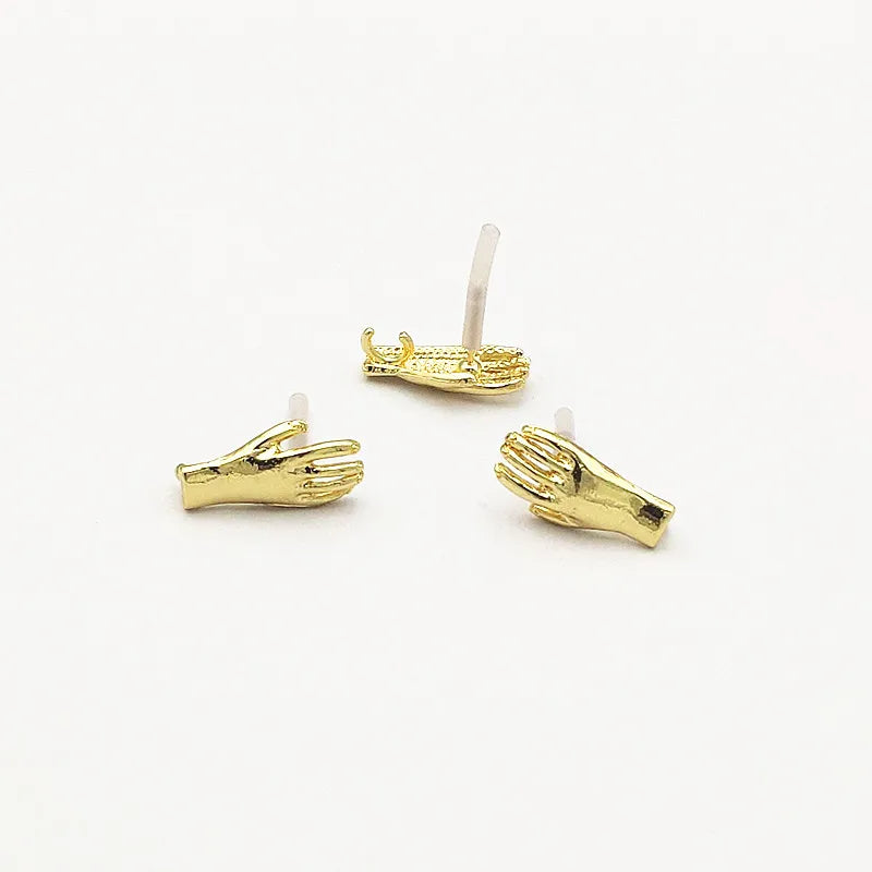 100pcs Hand Shape Ear Studs for Earrings DIY, Jewelry Findings