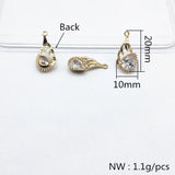Copper/Zircon Feather Drop Earrings Charm, DIY Jewelry Findings