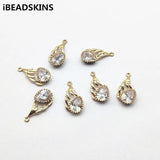 Copper/Zircon Feather Drop Earrings Charm, DIY Jewelry Findings