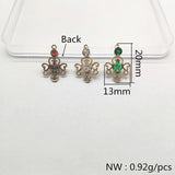 Flower CZ Charm Copper Earrings Parts DIY Hand Jewelry